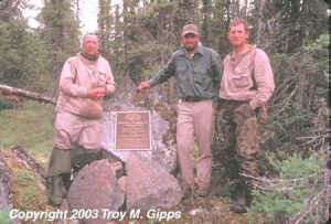 Jim Niedbalski, Brad Bassi and Troy Gipps at Hubbard memorial, July 4, 2003